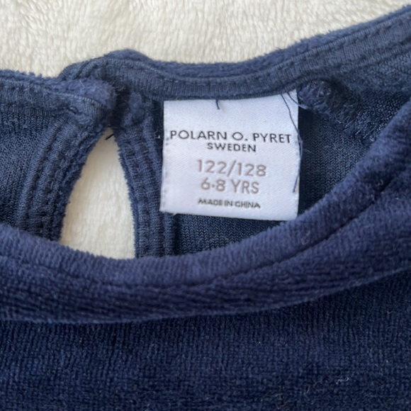 Polarn O. Pyret navy terry top w silver detail - Picture 2 of 7